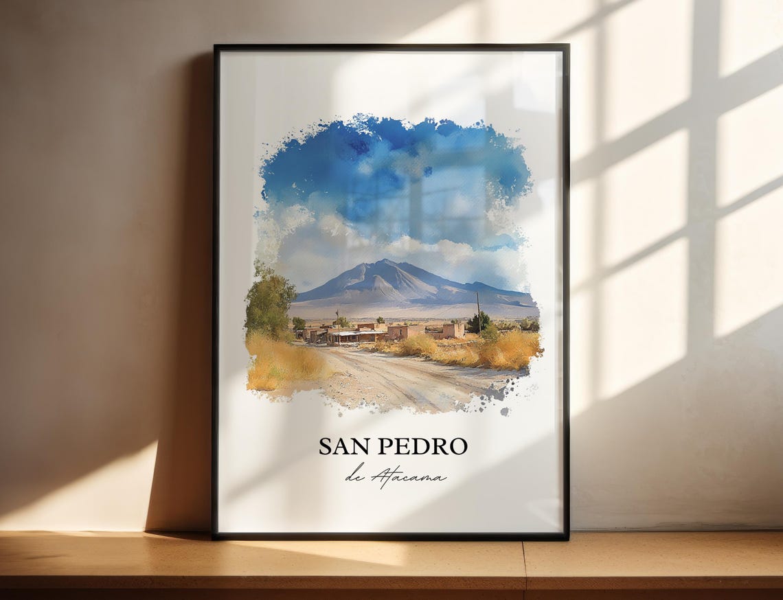 San Pedro De Atacama Wall Art Chile Print Watercolor Gift Travel Poster Housewarming