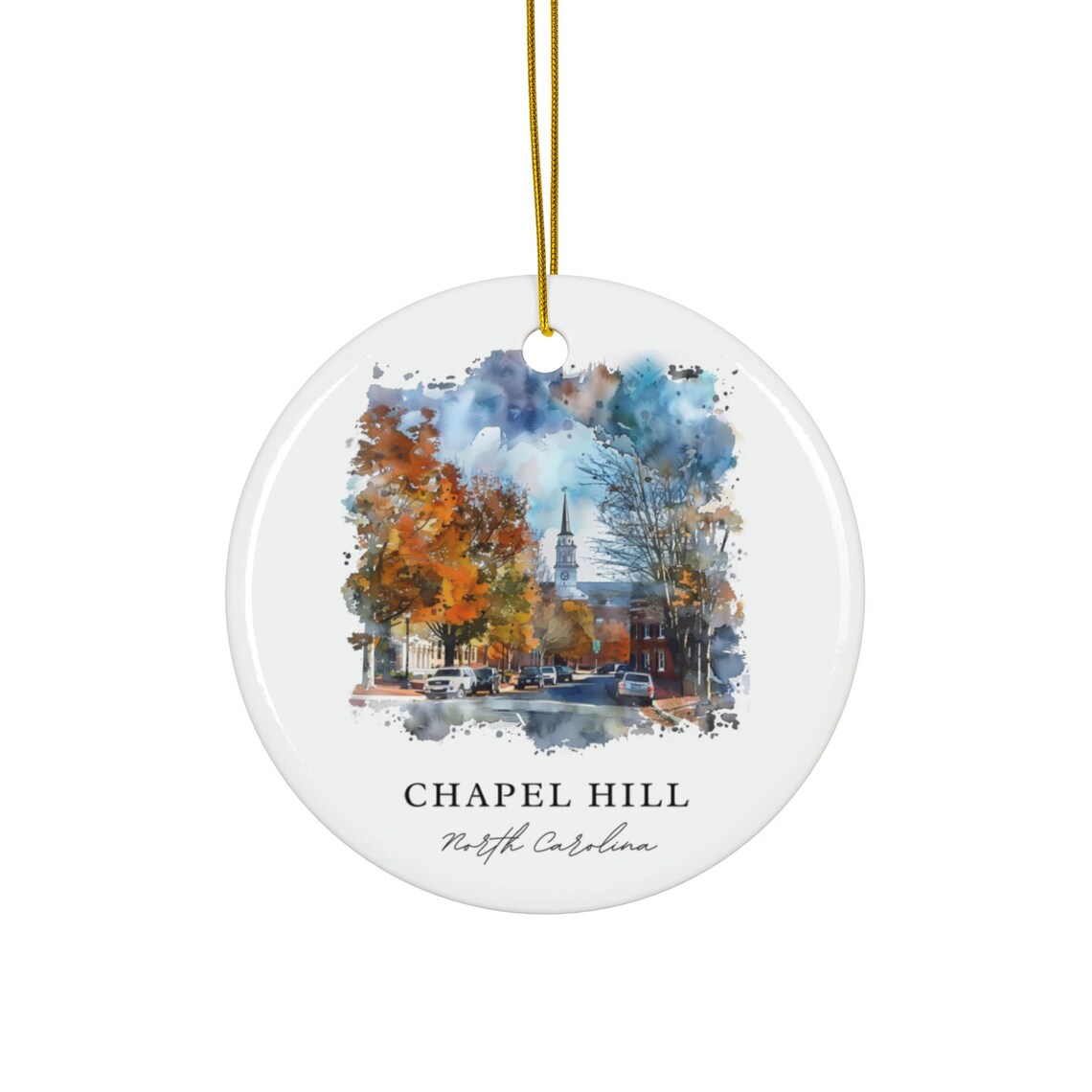 Chapel Hill NC Christmas Ornament Travel Poster