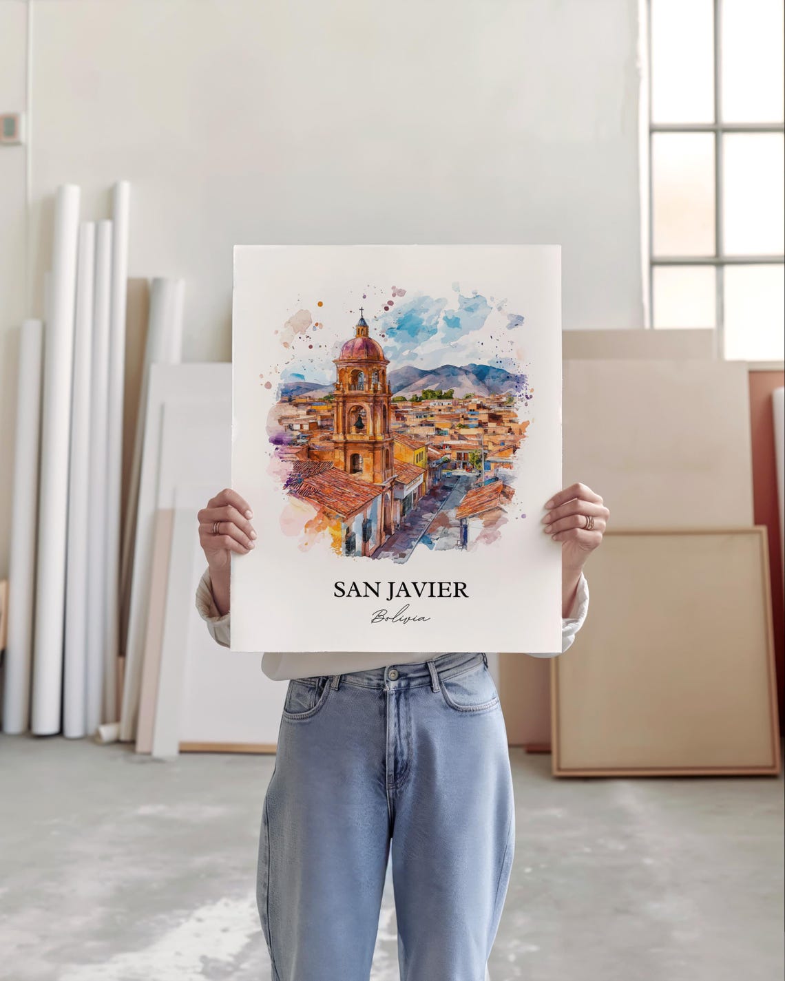 San Javier Bolivia Art Uflo De Chvez Print Watercolor Gift Travel Poster Housewarming - Image 6