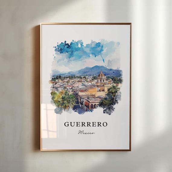 Guerrero Mx Wall Art Guerrero Print Guerrero State Watercolor Art Guerrero Mexico Gift Travel Print Travel Poster Housewarming Gift