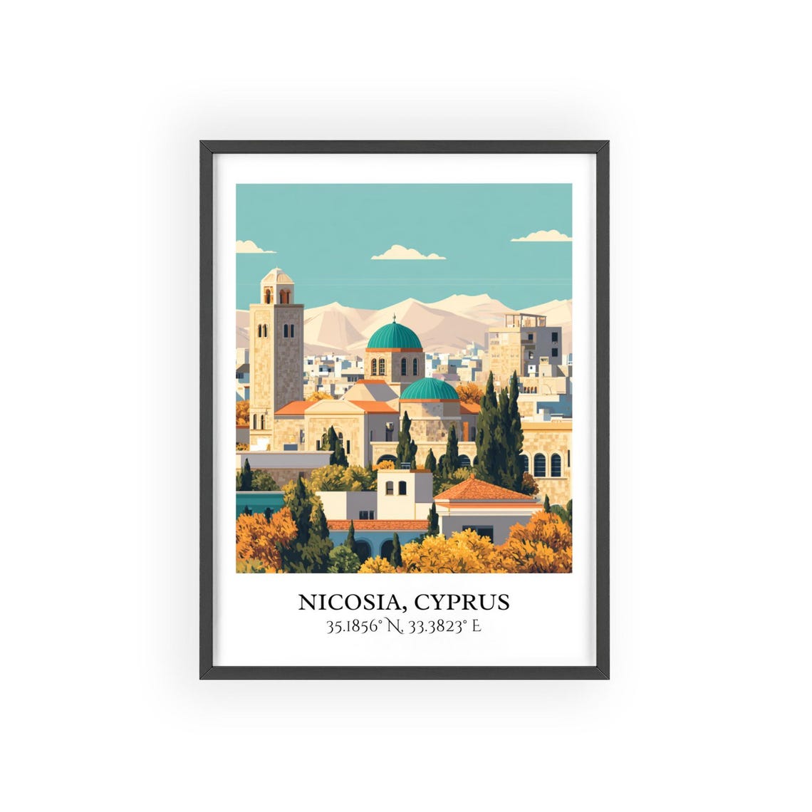 Nicosia Cyprus Old Town Domed Church Bell Tower Travel Poster - Image 2