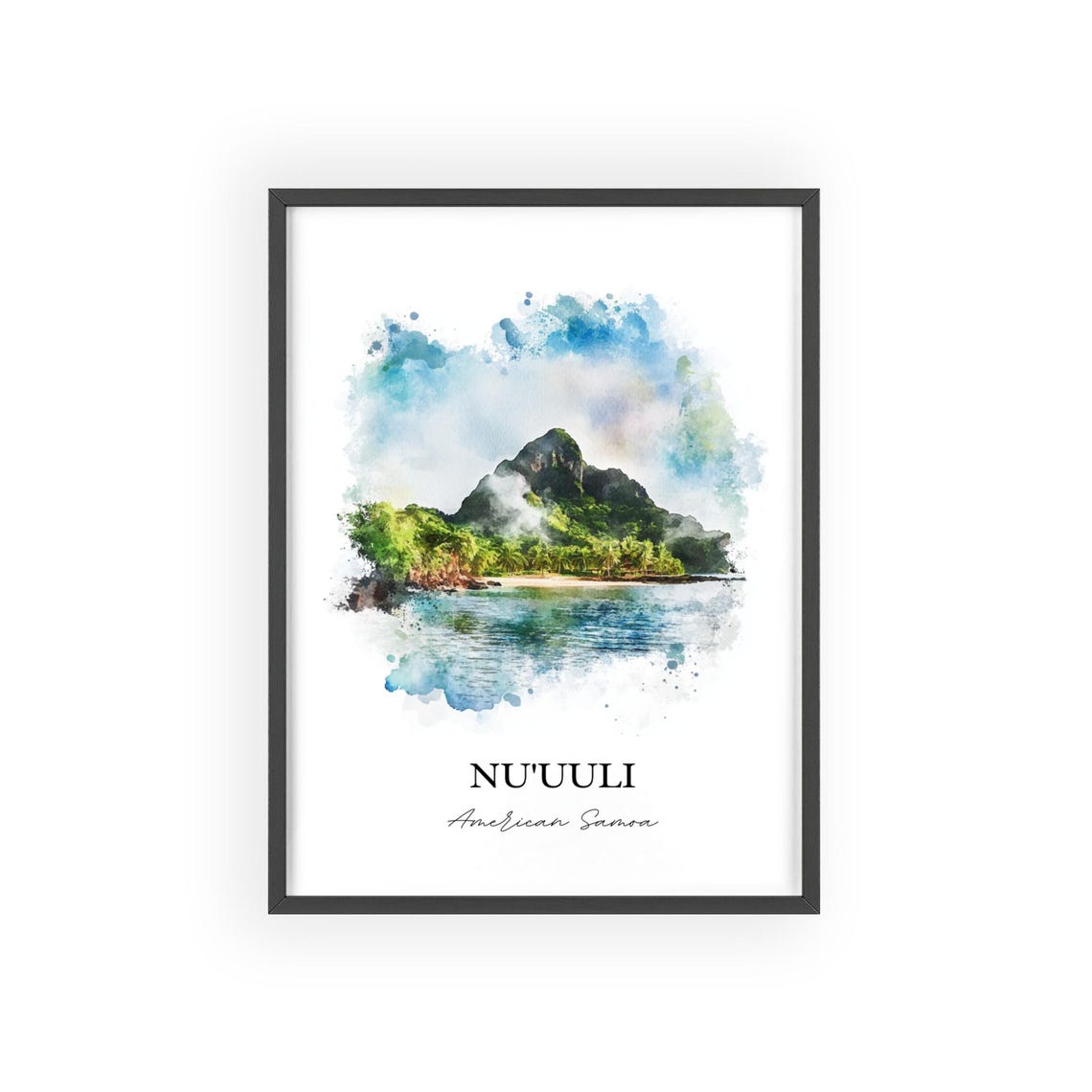 Nu'uuli American Samoa Volcanic Peak Island Watercolor Poster - Image 2