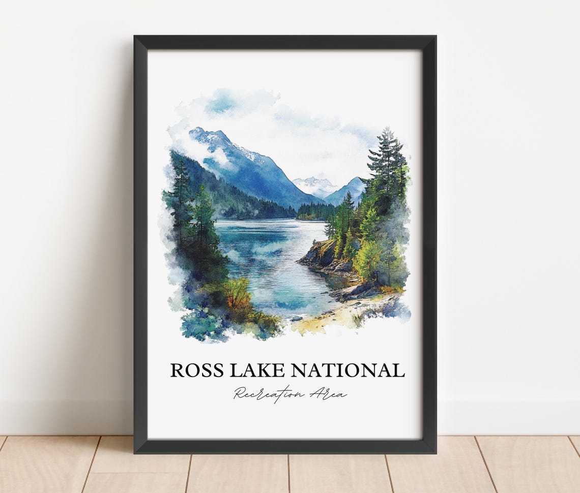 Ross Lake National Recreation Area Alpine Lake Watercolor Poster - Image 2