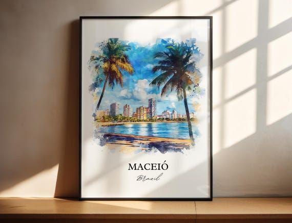 Macei Wall Art Brazil Print Watercolor Gift Travel Poster Housewarming