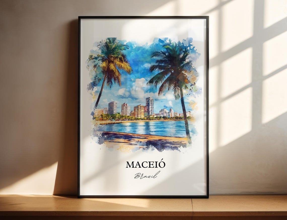 Macei Wall Art Brazil Print Watercolor Gift Travel Poster Housewarming