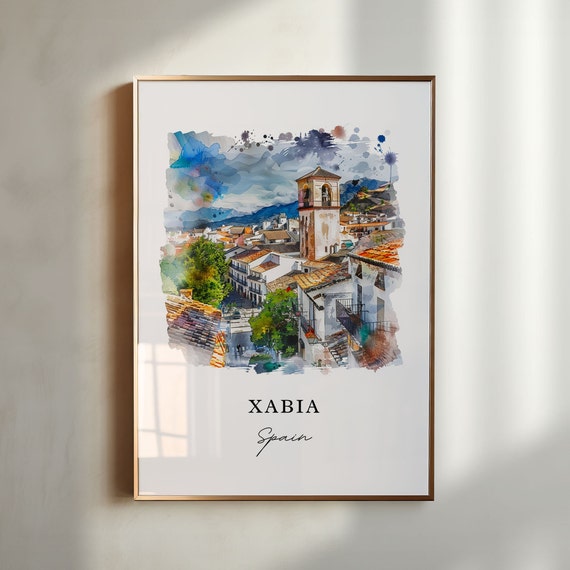 Xabia Spain Watercolor Travel Poster, Alicante