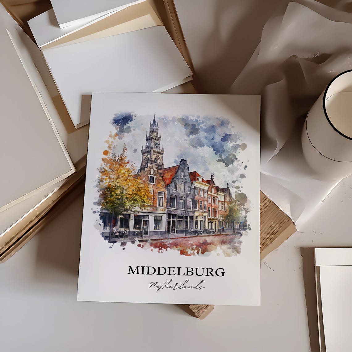 Middelburg Netherlands Watercolor Travel Poster - Image 4