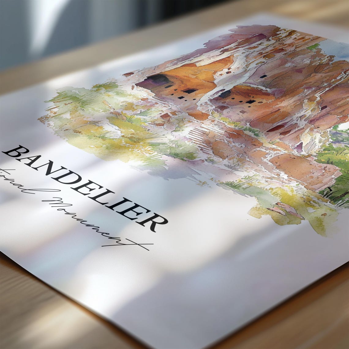 Bandelier National Monument Cliff Dwellings Canyon Watercolor Poster - Image 6