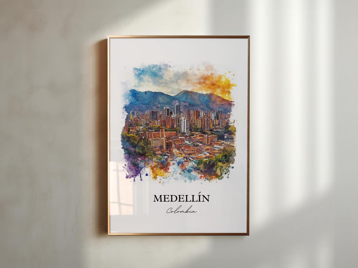Medelln Wall Art Colombia Print Watercolor Gift Travel Poster Housewarming - Image 3