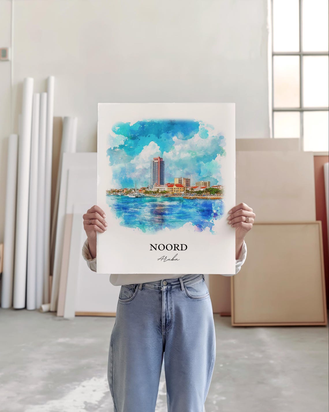 Noord Aruba Wall Art Print Watercolor Gift Travel Poster Housewarming - Image 5