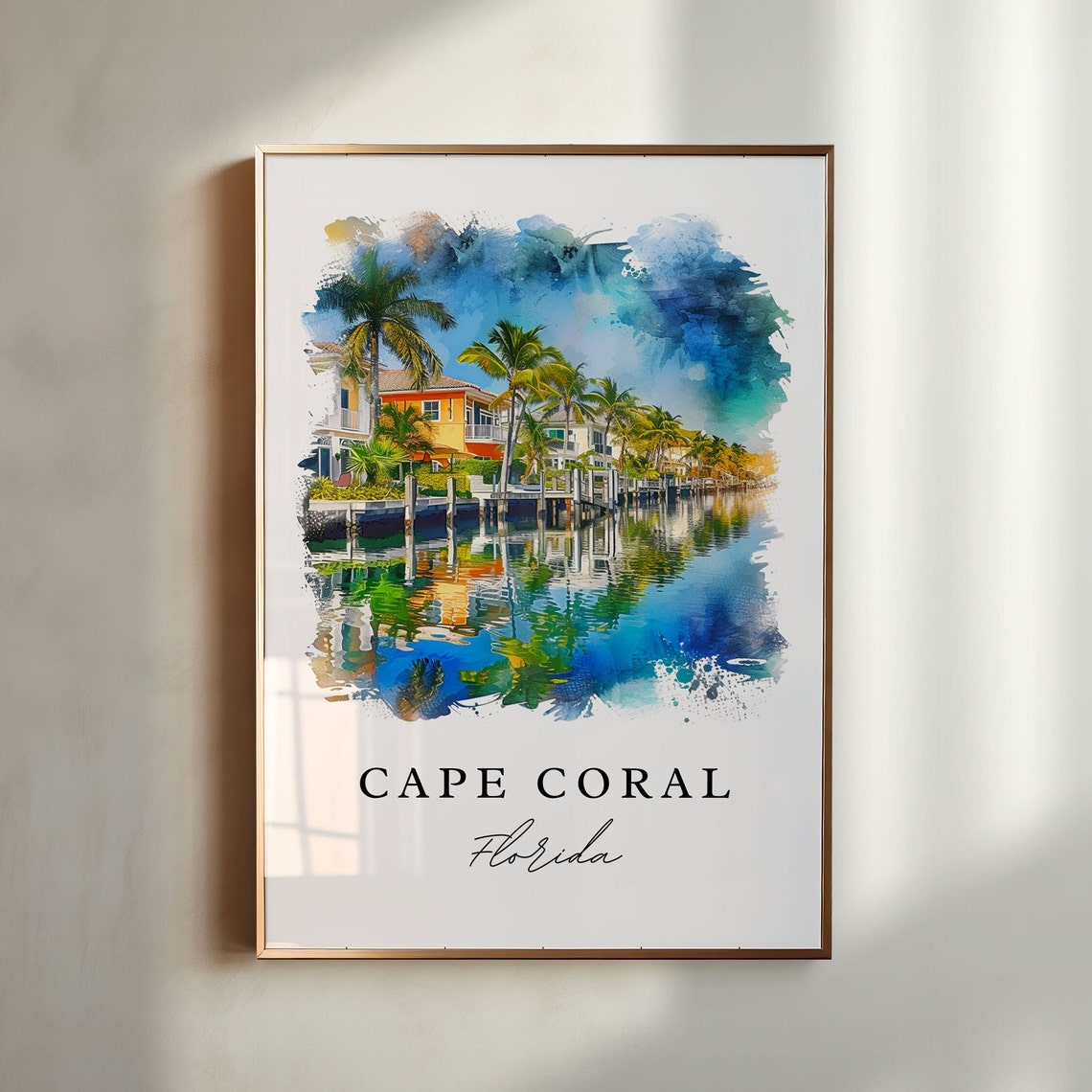 Cape Coral Florida Wall Art Print, Custom Text