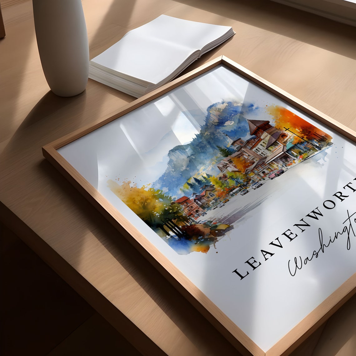 Leavenworth Washington Watercolor Bavarian Alpine Town Poster - Image 5