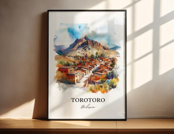 Torotoro Bolivia Wall Art Potos Print Watercolor Gift Travel Poster Housewarming