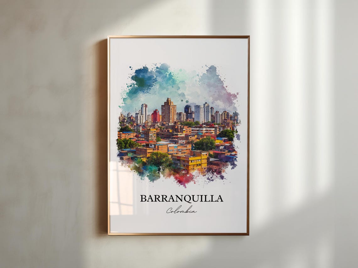 Barranquilla Colombia Watercolor Colorful City Skyline Poster - Image 2