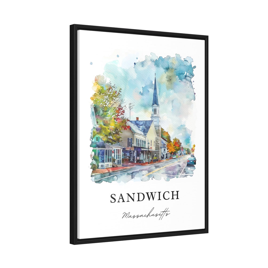 Sandwich Massachusetts Cape Cod Town Street Watercolor Poster - Image 2
