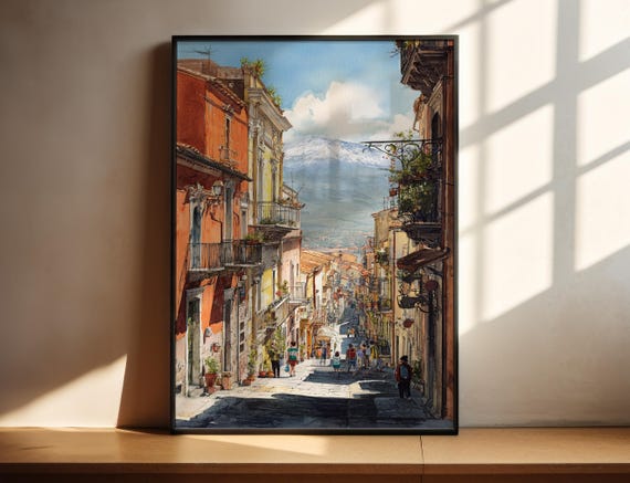 Sicily Italy Watercolor Travel Poster
