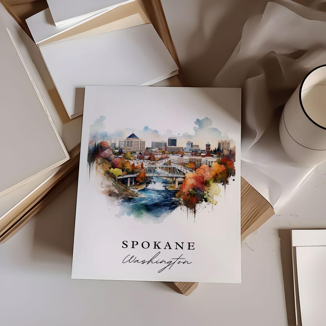 Spokane WA Personalized Washington Art Print - Image 6