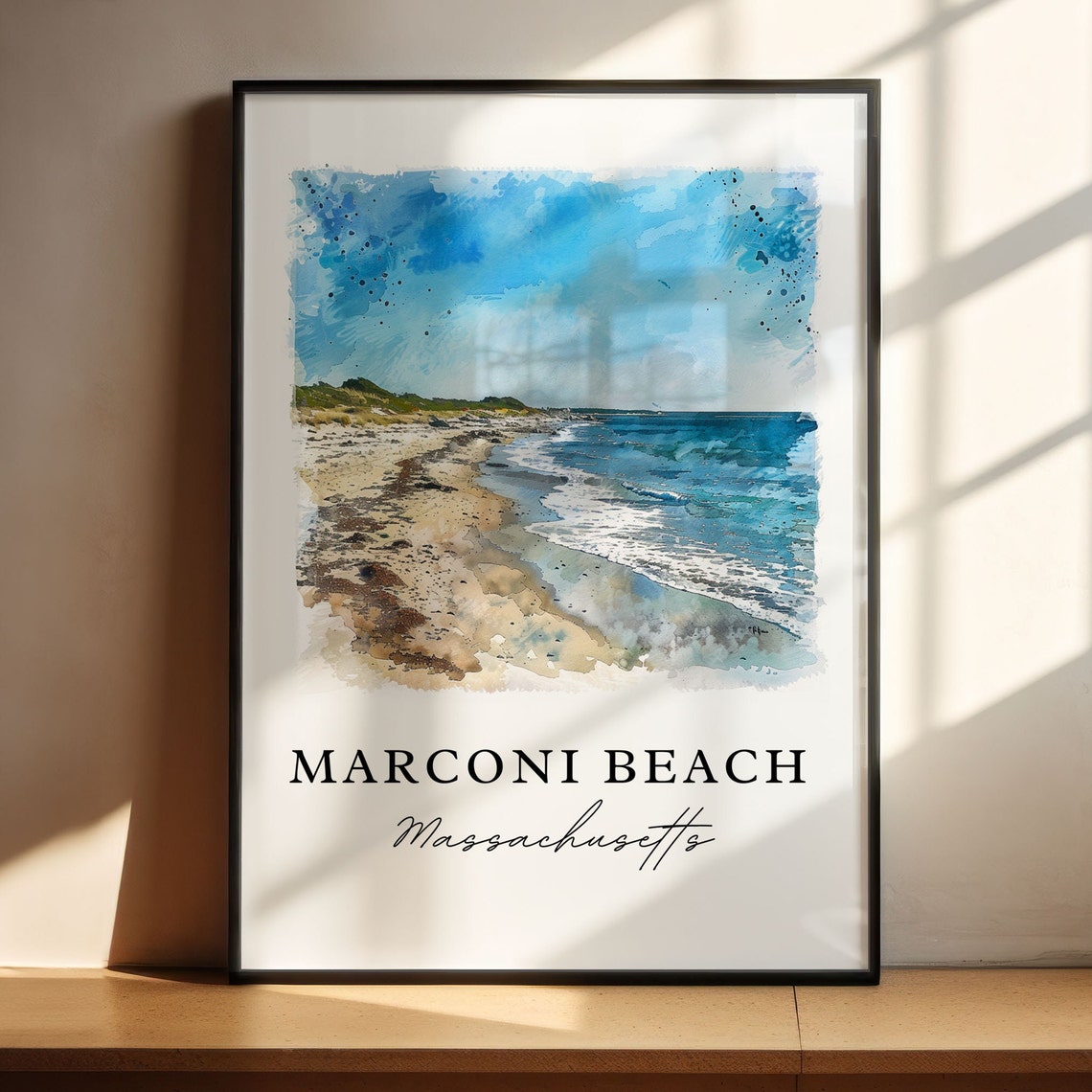 Marconi Beach Massachusetts Sandy Ocean Shore Watercolor Poster - Image 4