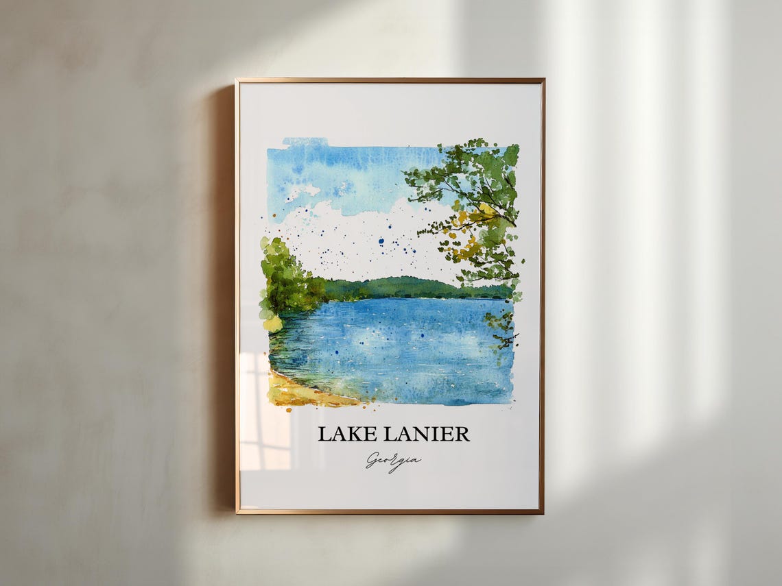 Lake Lanier Georgia Bright Blue Water Sunny Shoreline Poster - Image 5