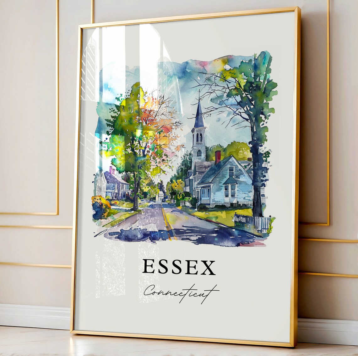 Essex Connecticut New England Village Street Watercolor Poster - Image 4