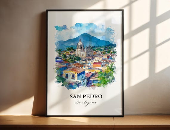 San Pedro La Laguna Wall Art Guatemala Print Artwork Gift Travel Poster Housewarming