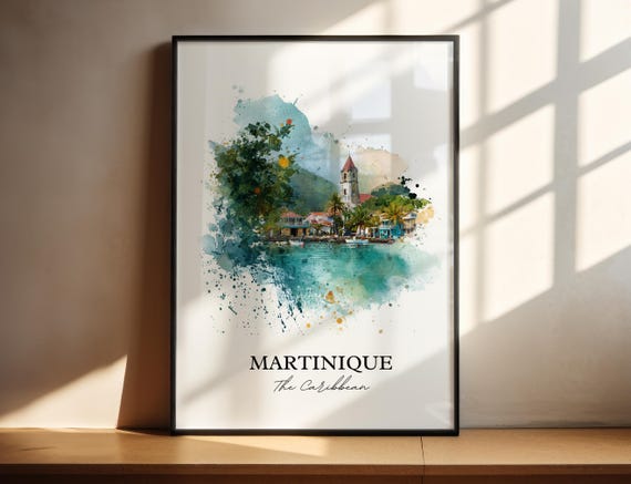 Martinique Wall Art Print Watercolor Caribbean Islands Gift Travel Poster Housewarming