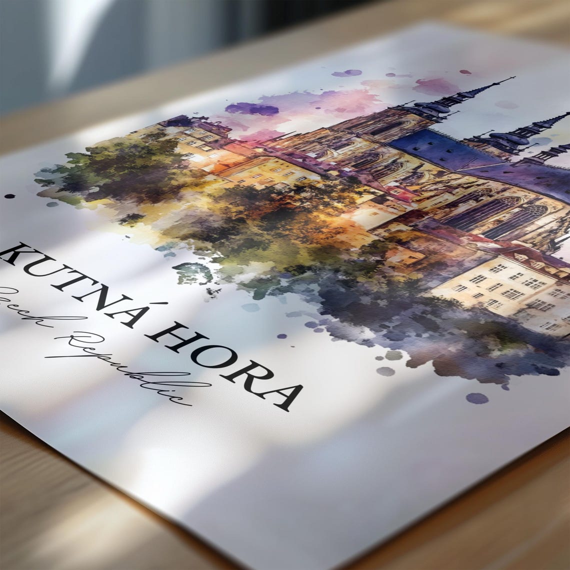 Kutna Hora Czech Republic Watercolor Gothic Cathedral Poster - Image 6