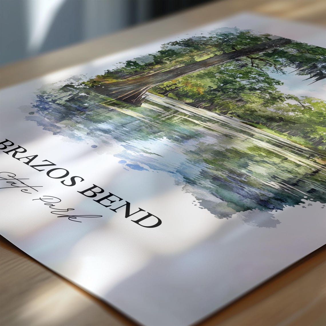 Brazos Bend State Park Texas Cypress Swamp Watercolor Travel Poster - Image 6