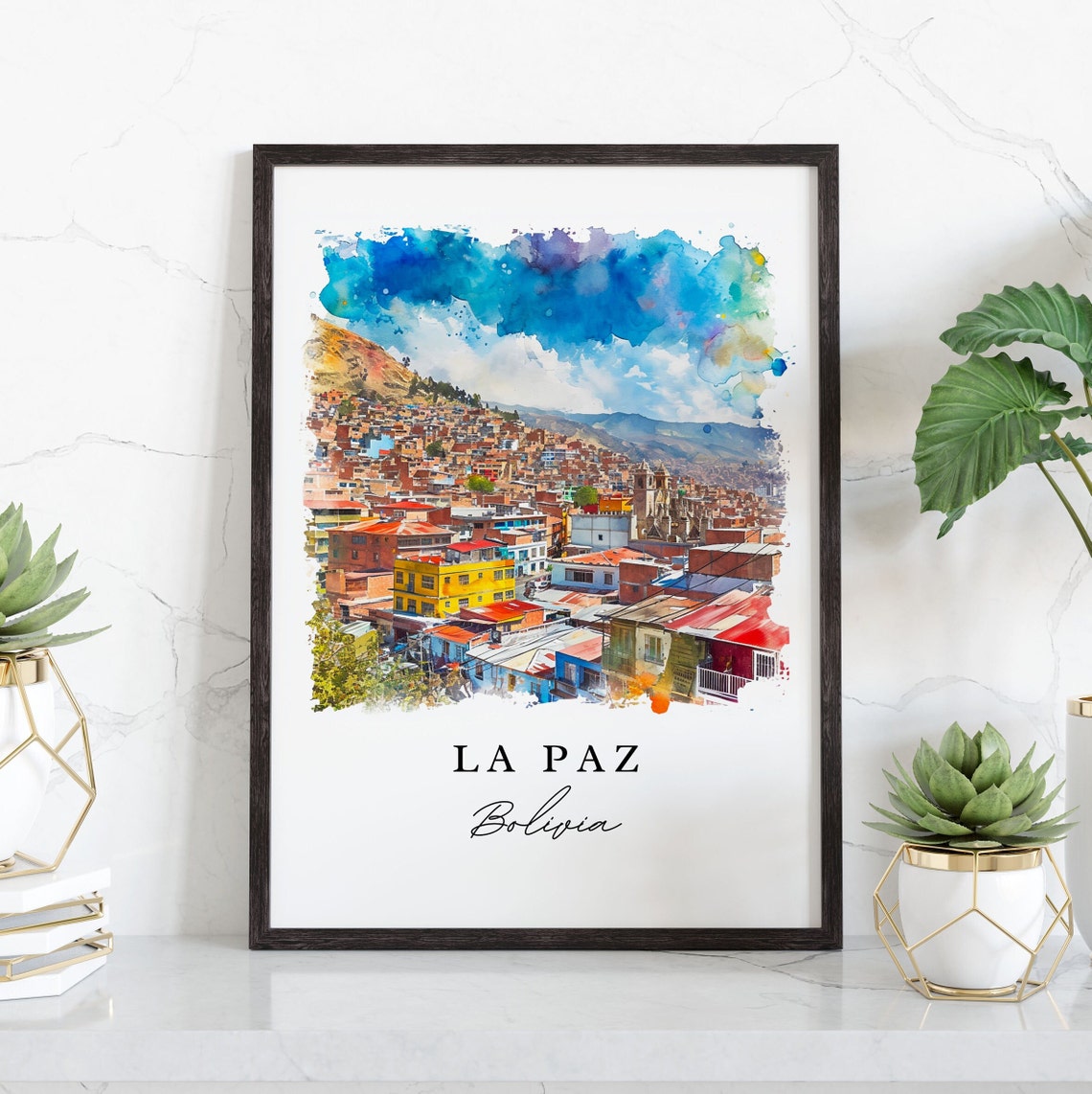 La Paz Bolivia Wall Art Print Wedding Gift Birthday Present Custom Text Perfect - Image 3