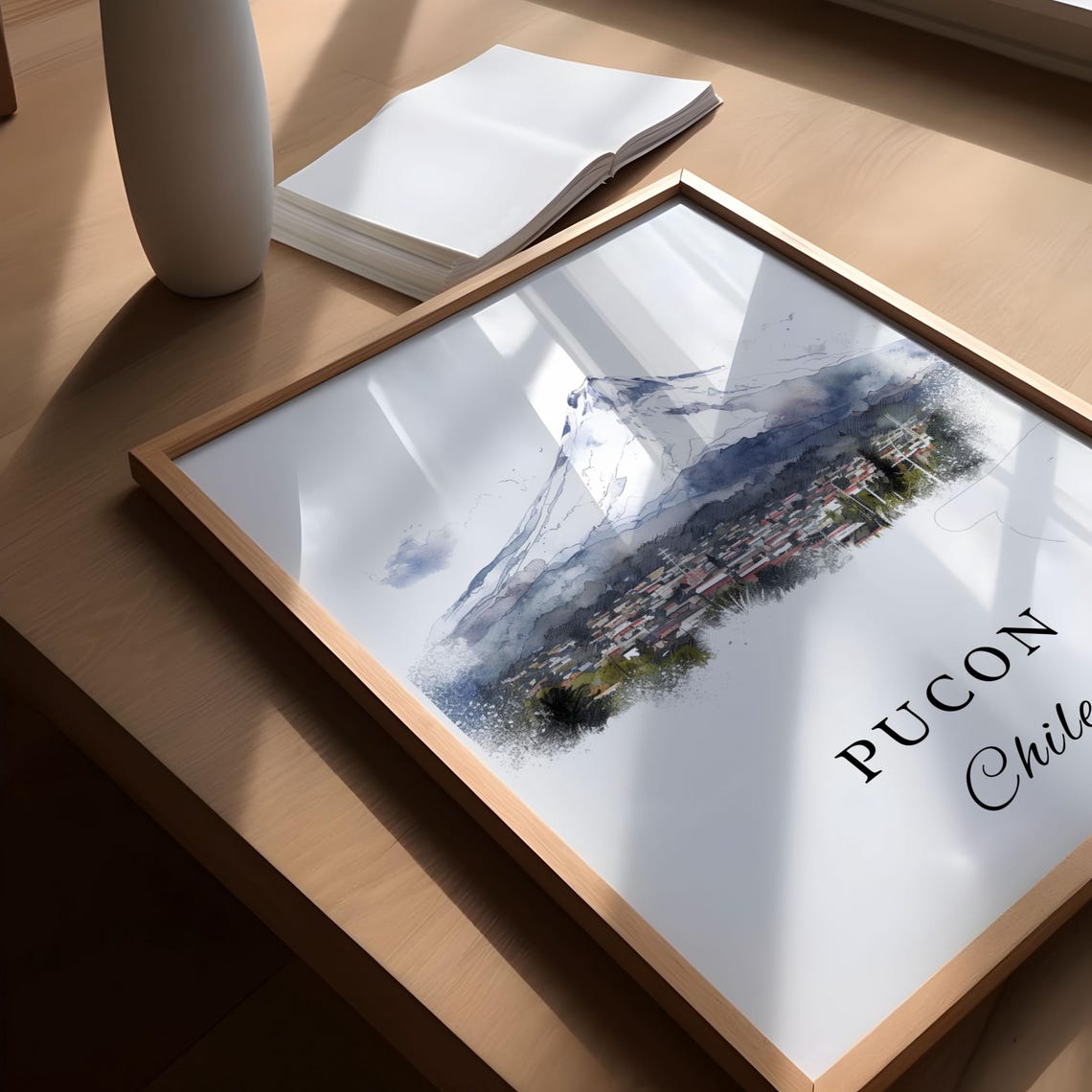 Pucon Chile Wall Art Volcano Poster Lake Villarrica Gift Birthday Present Custom Text Personalized - Image 5