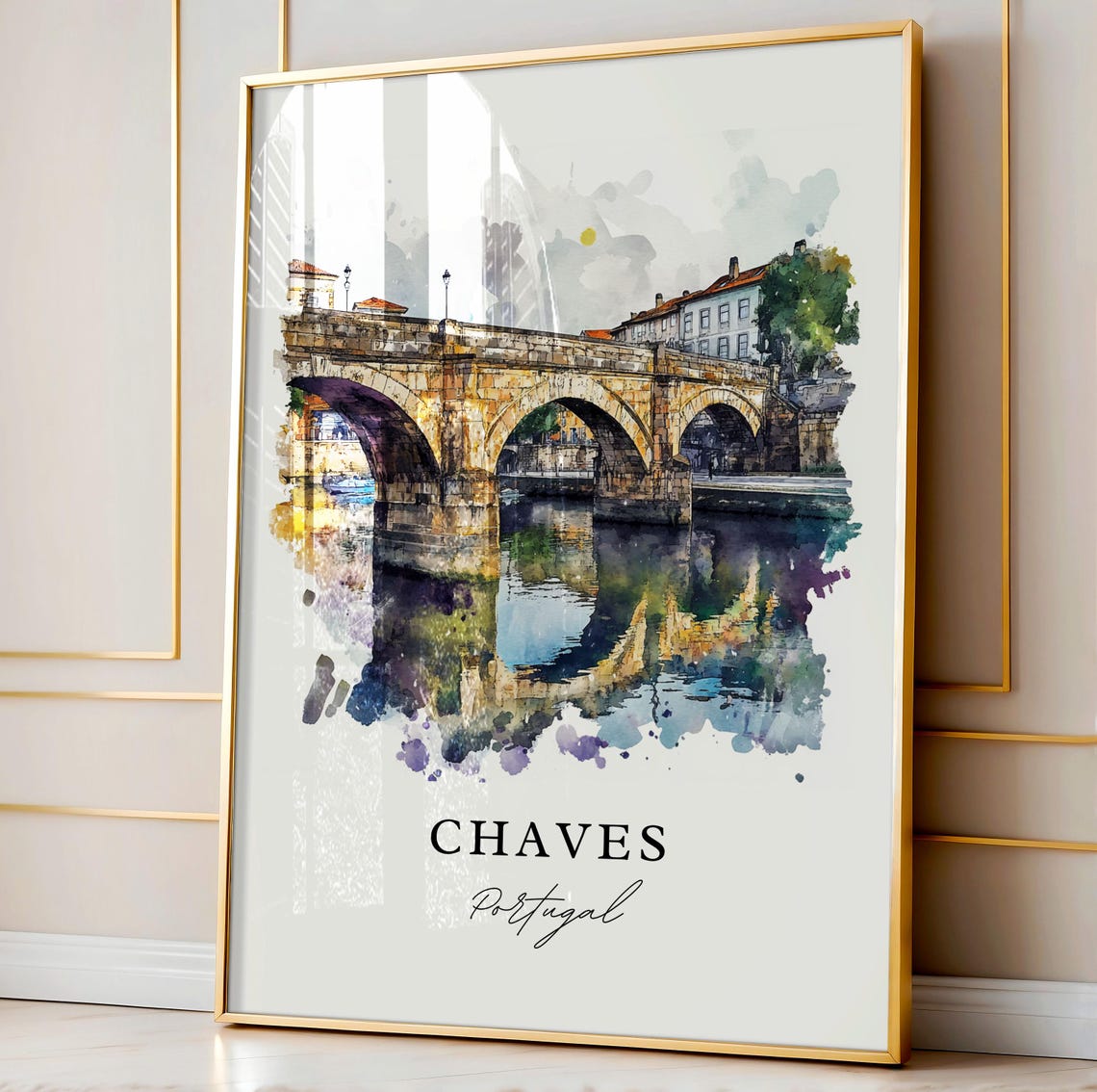 Chaves Portugal Watercolor Travel Poster, Vila Real - Image 5