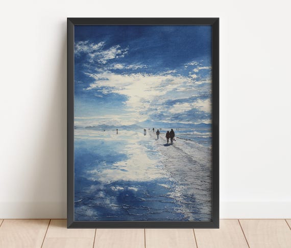 Salar De Uyuni Watercolor Art Bolivian Salt Flats Travel Print Bolivia Artwork Decor Wall