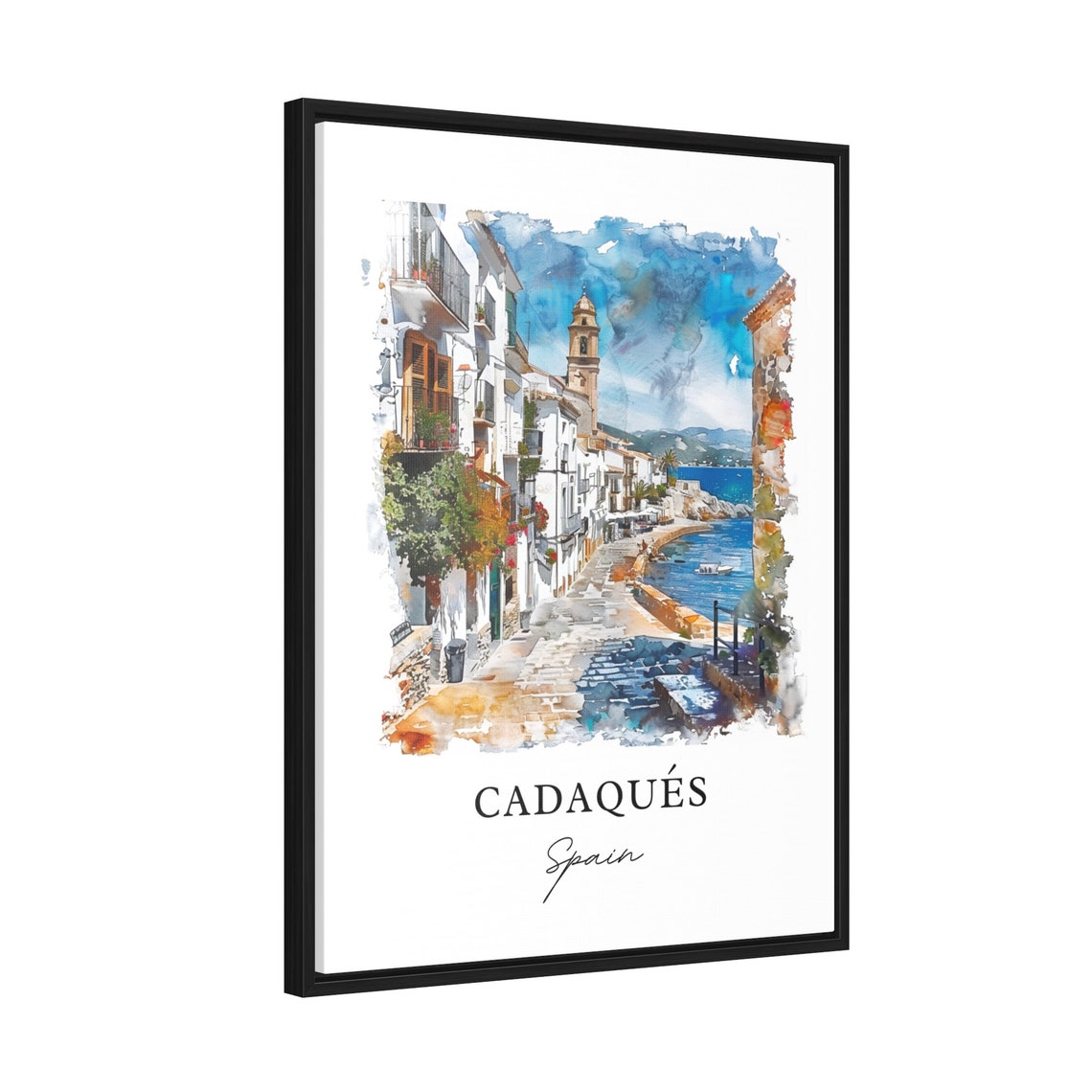 Cadaques Watercolor Spain Travel Poster Art Print - Image 2