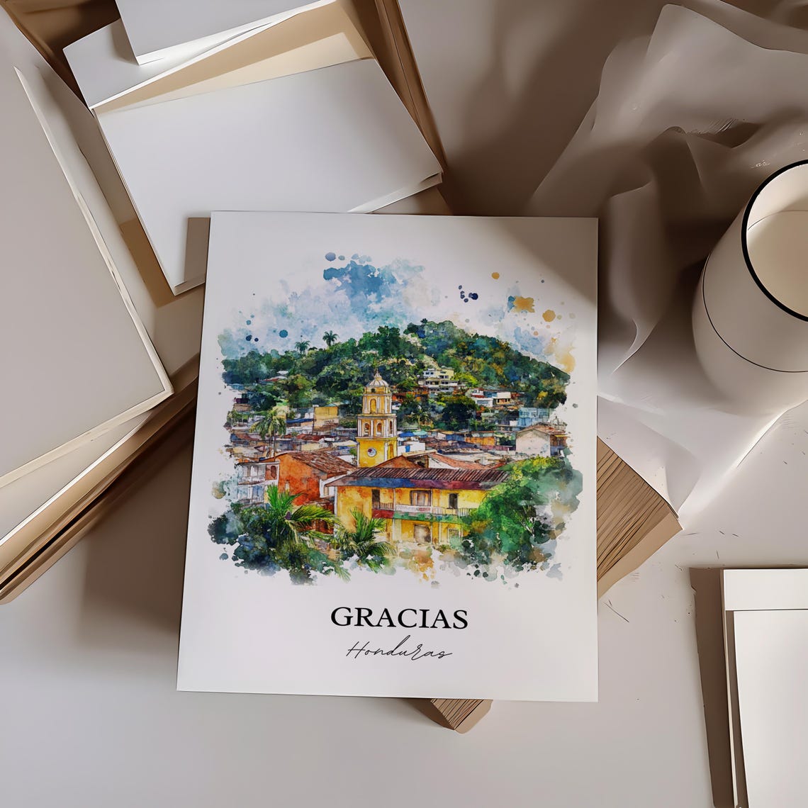 Gracias Honduras Wall Art Print Watercolor Gift Travel Poster Housewarming - Image 3