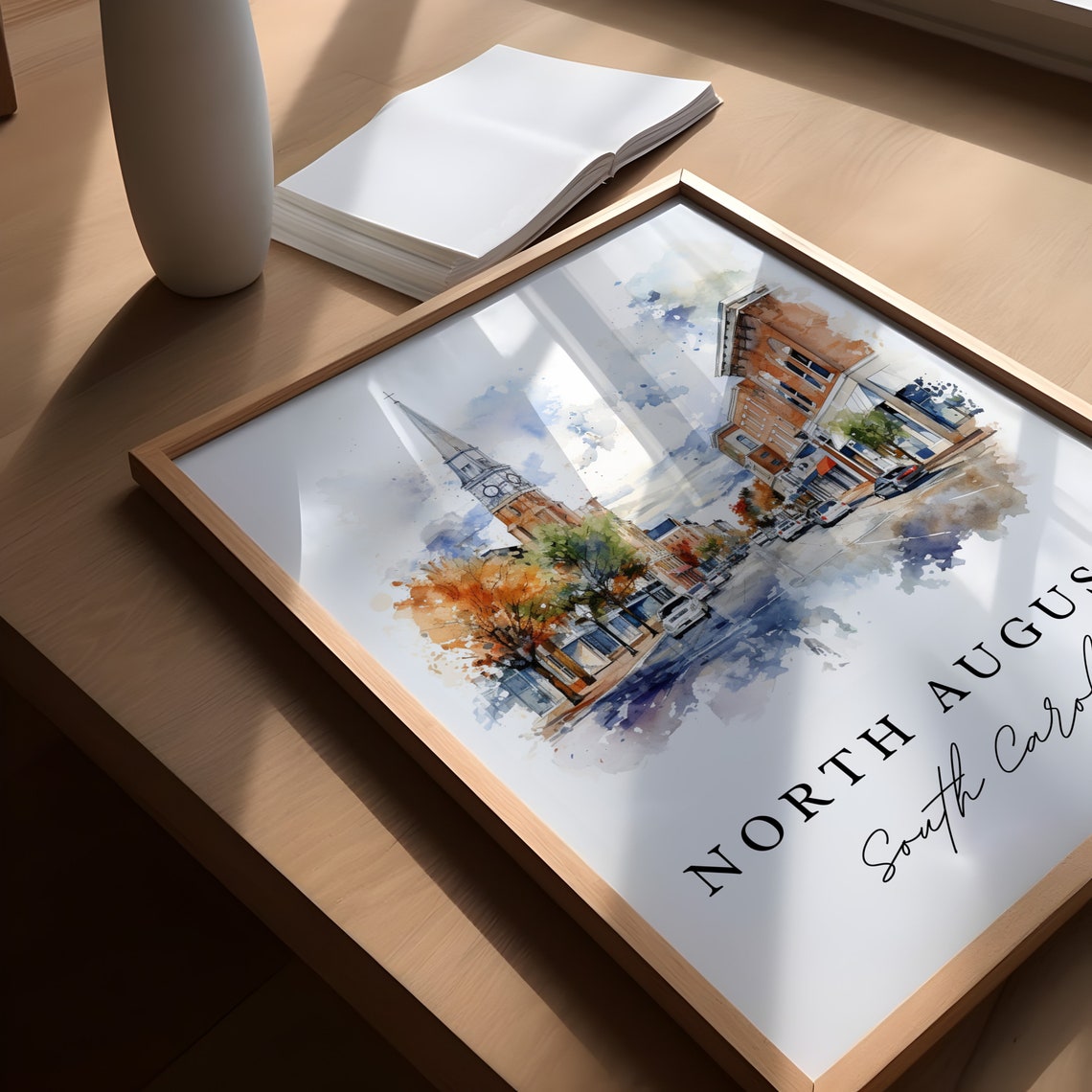 North Augusta South Carolina Watercolor Church Street Poster - Image 5