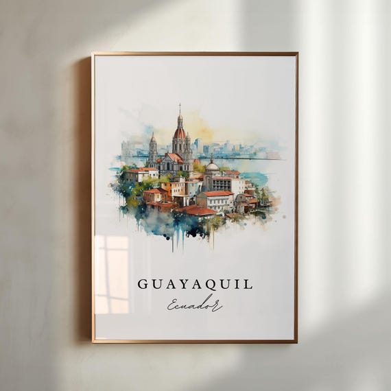 Guayaquil Ecuador Wall Art Poster Wedding Gift Galapagos Birthday Present Custom Text Personalized