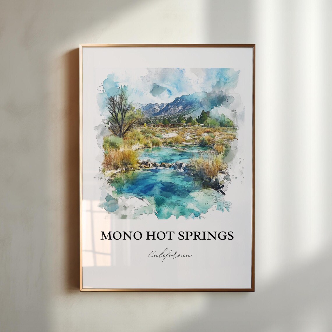Mono Hot Springs California Sierra Oasis Watercolor Travel Poster