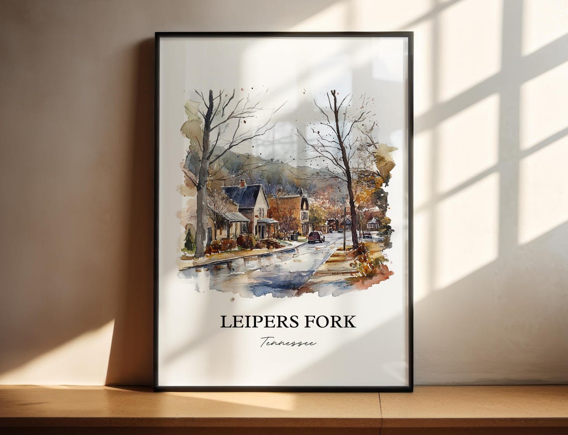 Leipers Fork Tennessee Village Street Watercolor Travel Poster