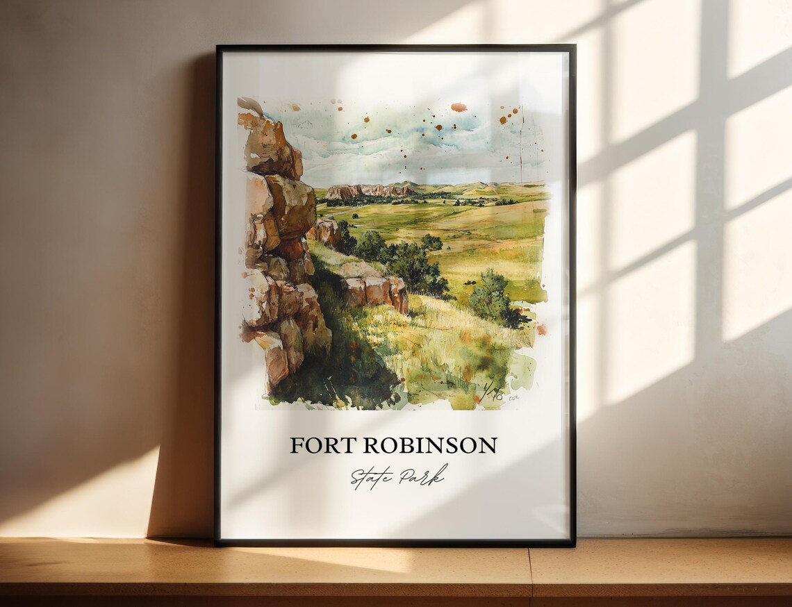 Fort Robinson State Park Nebraska Historic Buttes Watercolor Poster