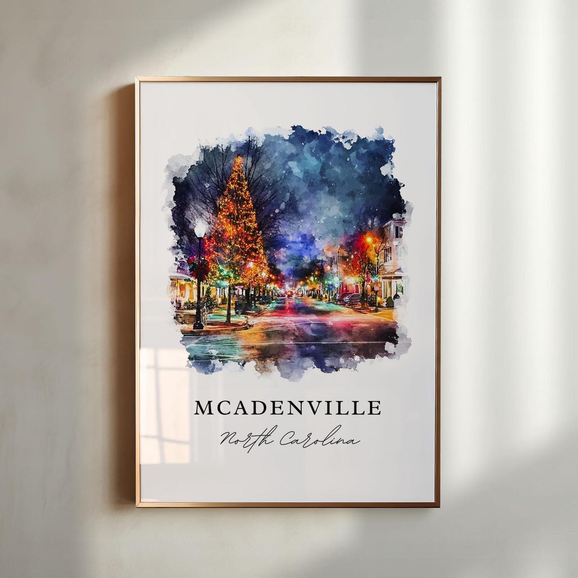 Mcadenville Nc Wall Art Mcadenville Print Mcadenville Watercolor Art Gaston County Gift Travel Print Travel Poster Housewarming Gift