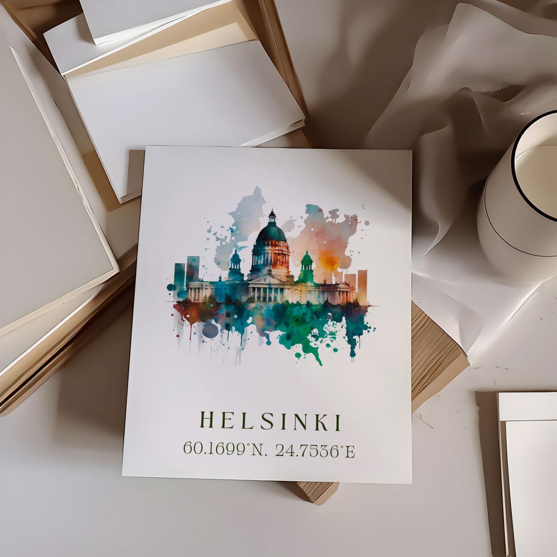 Helsinki Finland Travel Poster, Custom Text Personalized - Image 2