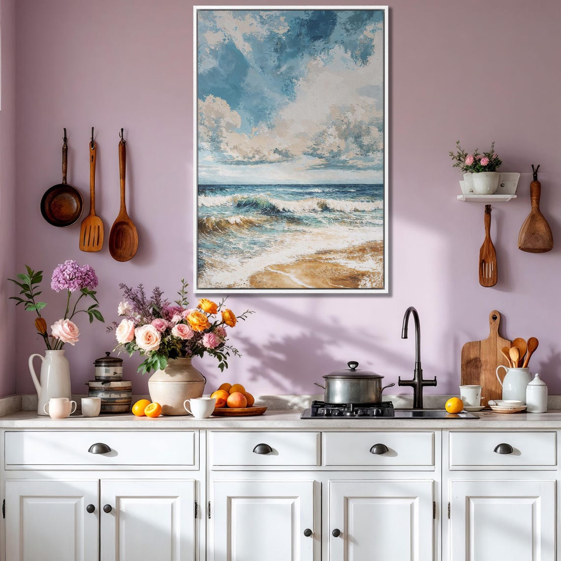 Tranquil Beach Scene Framed Print Ocean Shore Art Coastal Nautical Decor Ready To Hang Large Wall Art Gift Idea For Her - Image 3
