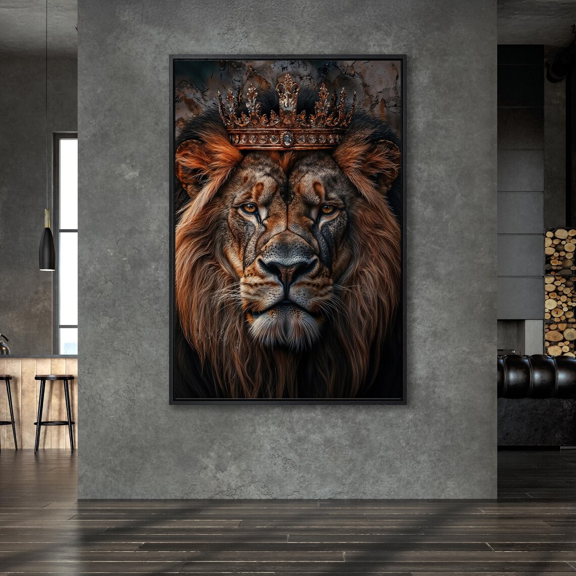 Majestic Lion Portrait Wall Art Animal Painting Print Luxury Wall Decor King Of The Jungle Poster Ready To Hang Animals Lover Gift - Image 6