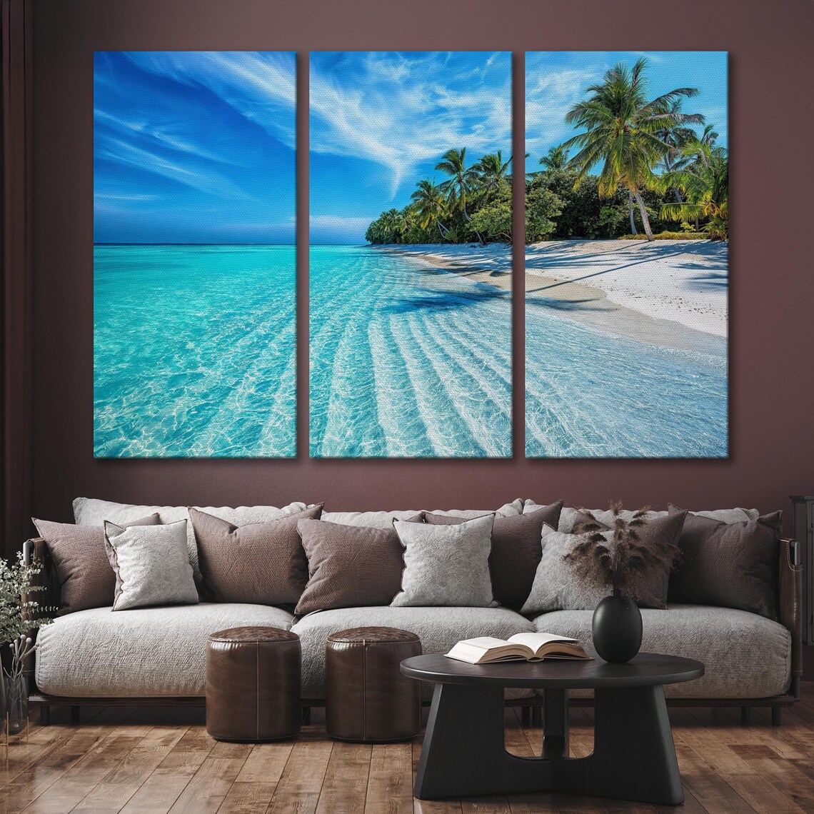Tropical Beach Ocean Beach Palm Trees Art Print - Image 6