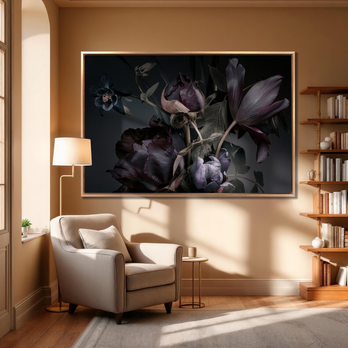 Purple Peonies and Tulips, Vintage Floral Art Print - Image 3