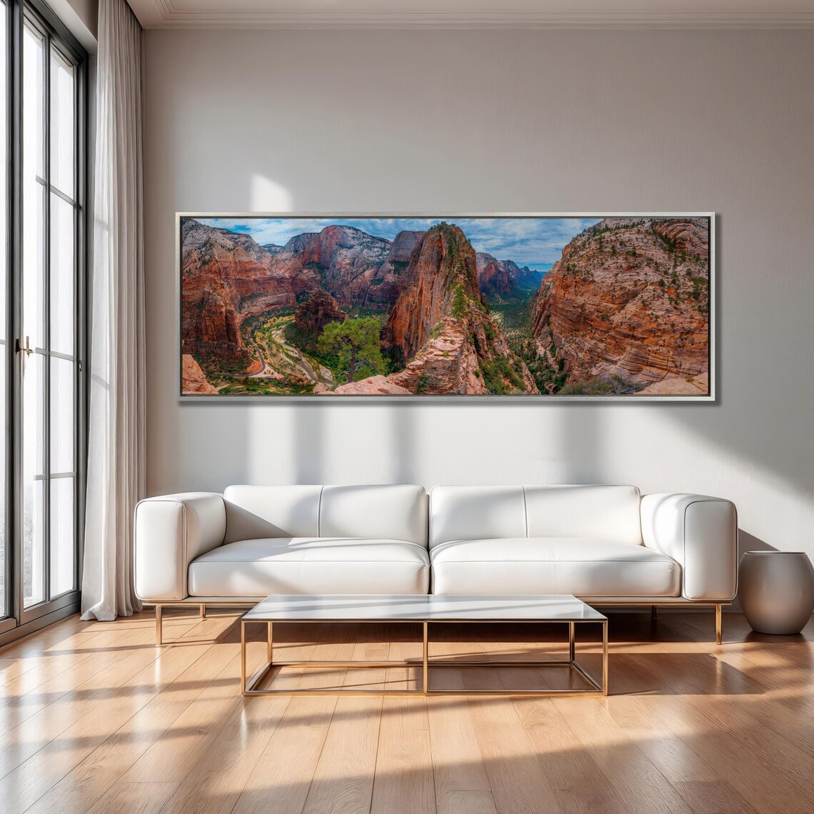 Panoramic Of The Zion Canyon Wall Art Trail Angels Landing Print Mountain In Zion National Park Utah United States Wall Art Decor - Image 3