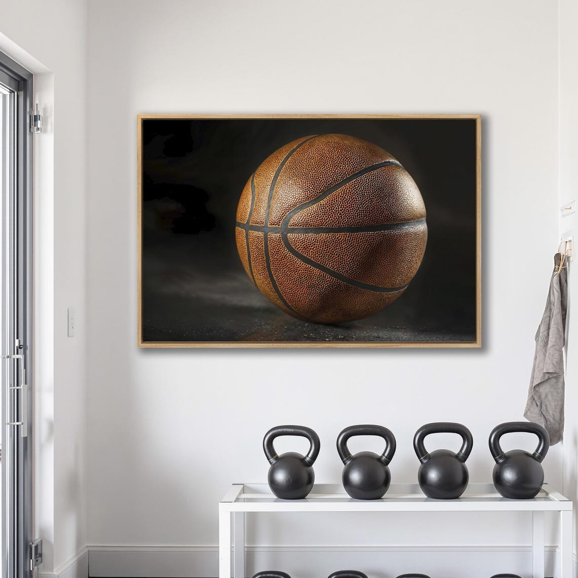 Worn Leather Basketball Close Up On Dark Moody Vintage Poster - Image 2