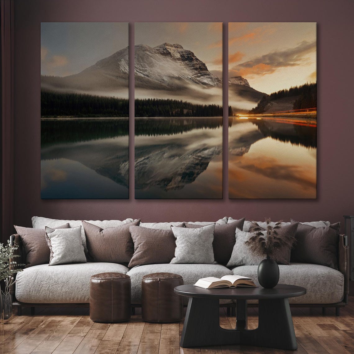 Misty Mountain Lake Sunset Golden Reflection Alpine Photo Poster - Image 6