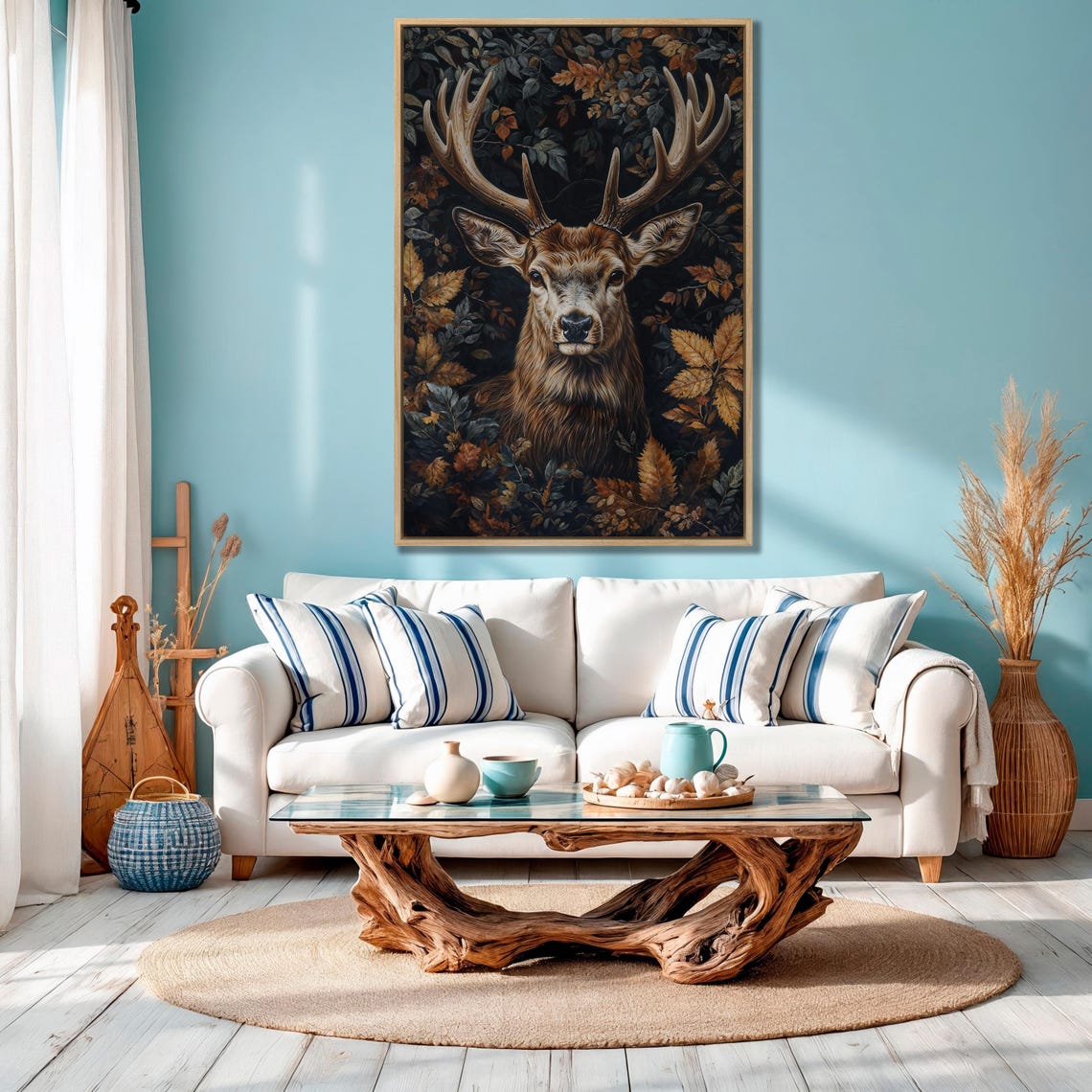 Majestic Stag Portrait Among Autumn Leaves Dark Wildlife Poster - Image 4