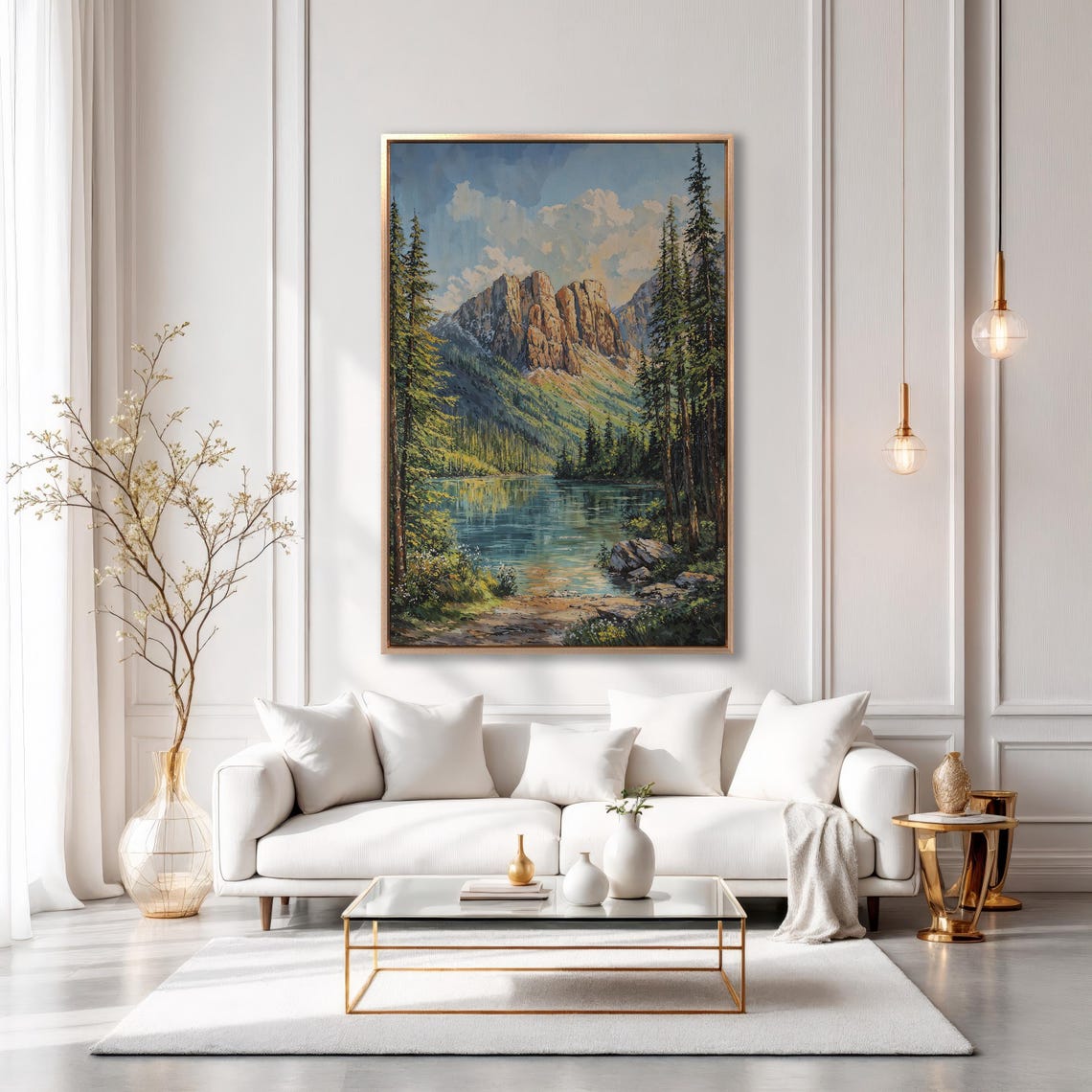 Rocky Mountain Crag Reflected in Pine Framed Alpine Lake Poster - Image 6